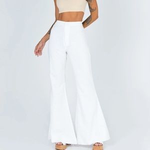 white corduroy flare pants